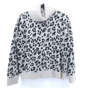 Kut from the Kloth Boxy Neutral Animal Leopard Print CowlNeck Pullover Sweater S
